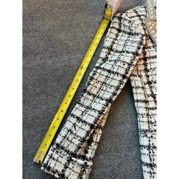 $895 Alice + Olivia Justin White Tweed Big Pearls Embellished Blazer Sz 0 - Picture 14 of 16